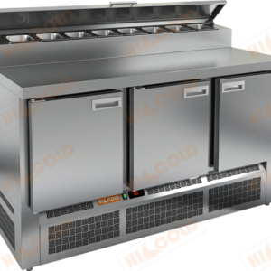 Стол охлаждаемый для пиццы PZE2-111 GN (1/6H)  охл.(+2+10) , 3 двери, 1485х700х850 мм HICOLD